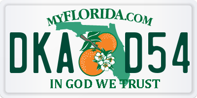FL license plate DKAD54