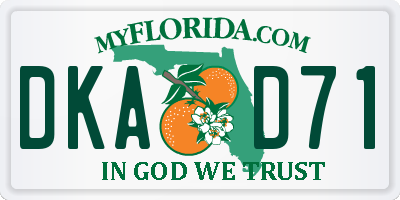 FL license plate DKAD71
