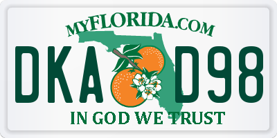 FL license plate DKAD98