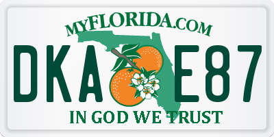 FL license plate DKAE87