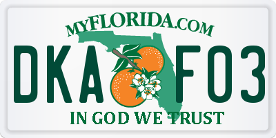 FL license plate DKAF03
