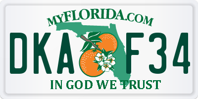FL license plate DKAF34