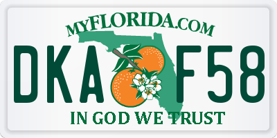 FL license plate DKAF58