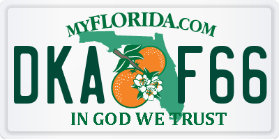 FL license plate DKAF66