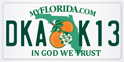 FL license plate DKAK13