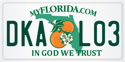 FL license plate DKAL03