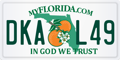 FL license plate DKAL49