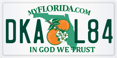 FL license plate DKAL84
