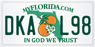 FL license plate DKAL98