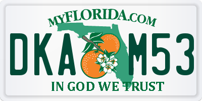 FL license plate DKAM53