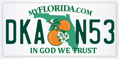 FL license plate DKAN53