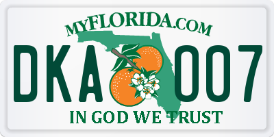 FL license plate DKAO07