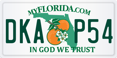 FL license plate DKAP54