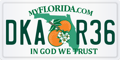 FL license plate DKAR36