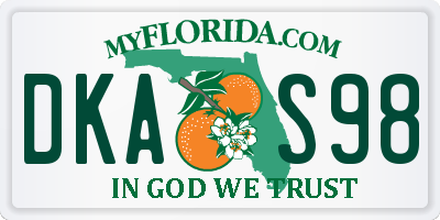 FL license plate DKAS98