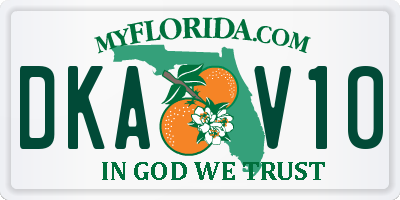 FL license plate DKAV10