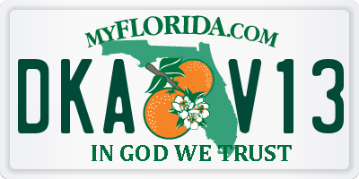 FL license plate DKAV13