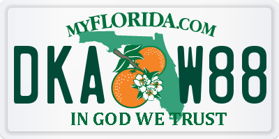 FL license plate DKAW88