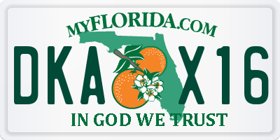 FL license plate DKAX16