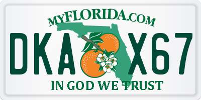 FL license plate DKAX67