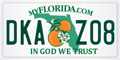 FL license plate DKAZ08