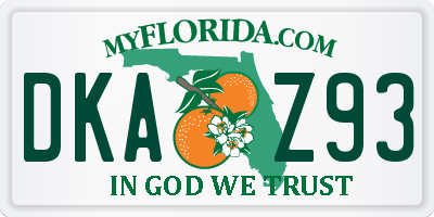 FL license plate DKAZ93