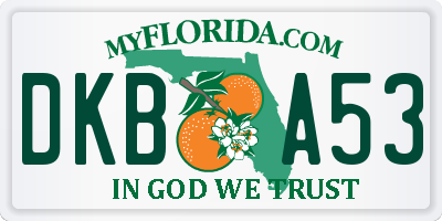 FL license plate DKBA53