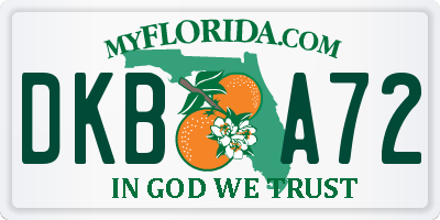 FL license plate DKBA72