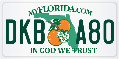 FL license plate DKBA80