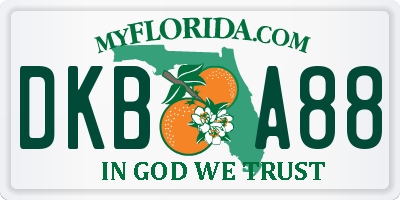 FL license plate DKBA88