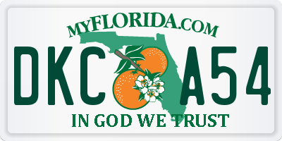 FL license plate DKCA54