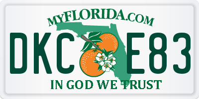 FL license plate DKCE83