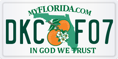 FL license plate DKCF07
