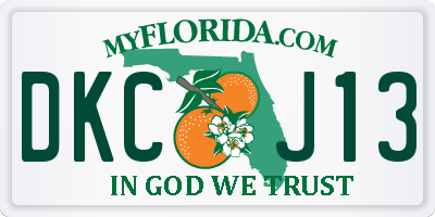 FL license plate DKCJ13