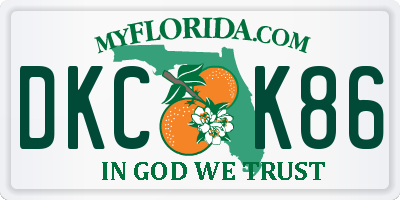FL license plate DKCK86