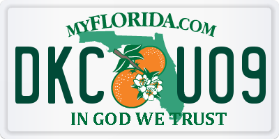 FL license plate DKCU09