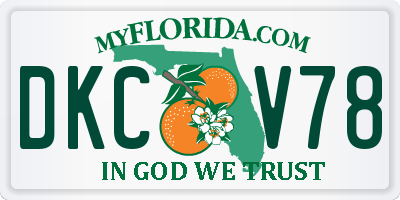 FL license plate DKCV78