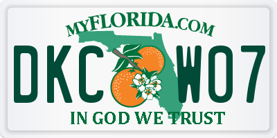 FL license plate DKCW07