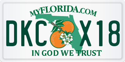 FL license plate DKCX18