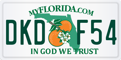 FL license plate DKDF54