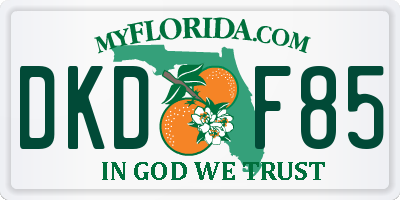 FL license plate DKDF85