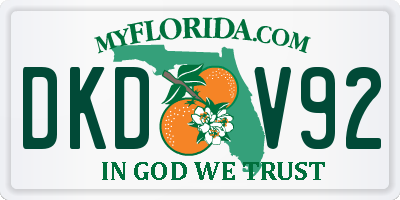 FL license plate DKDV92