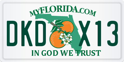 FL license plate DKDX13