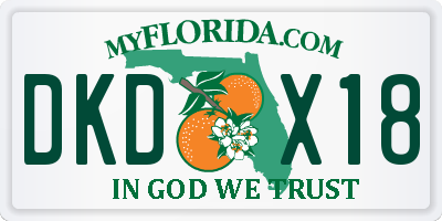 FL license plate DKDX18