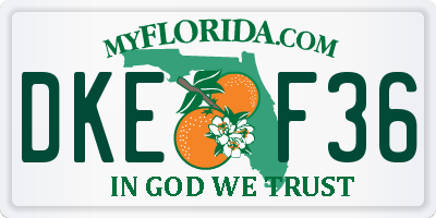 FL license plate DKEF36