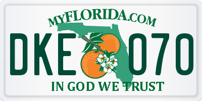 FL license plate DKEO70