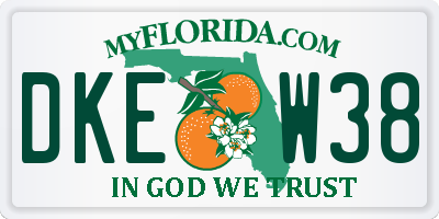 FL license plate DKEW38