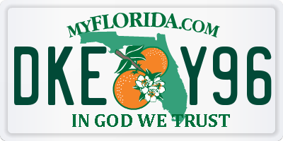FL license plate DKEY96