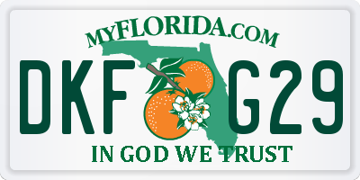 FL license plate DKFG29
