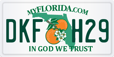 FL license plate DKFH29